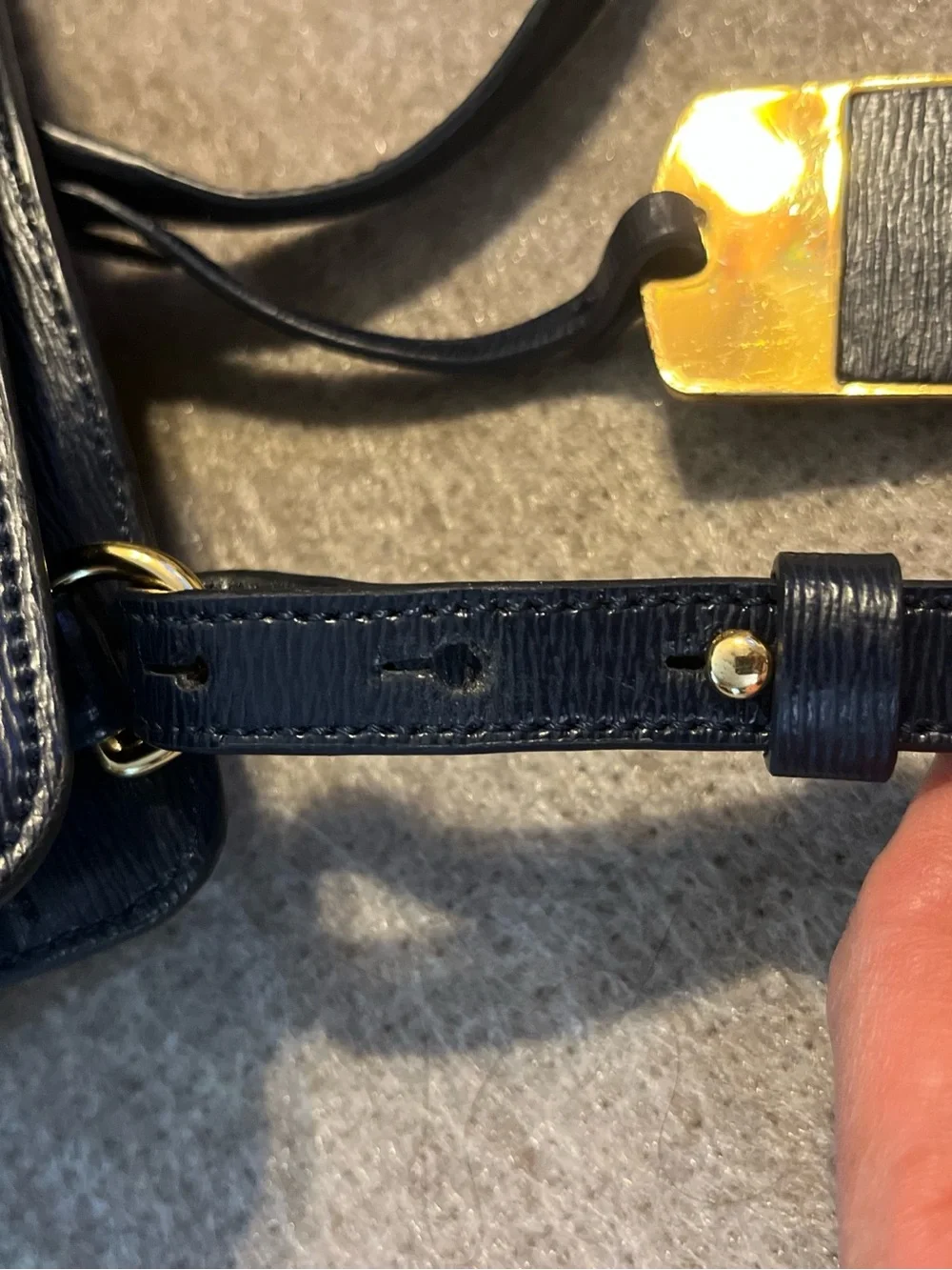 Lauren Ralph Lauren Navy Blue Satchel Shoulder Bag Gold Tone RLL